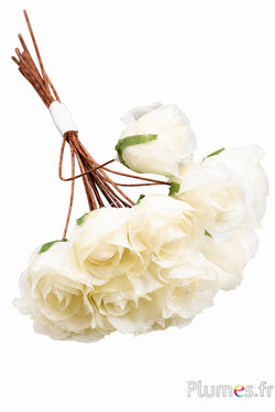 Bouquet di fiori in tessuto - 11-12 fiori, altezza 11 cm - crema